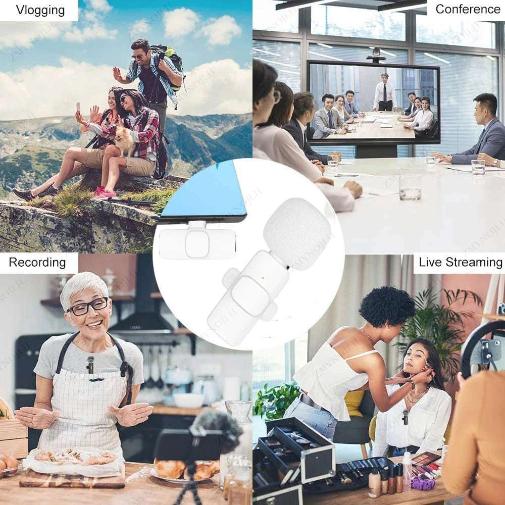Wireless Lavalier Microphone For iPhone Android Vloggers Pro