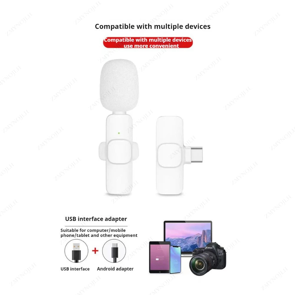 Maikrofoni ya Lavalier Isiyo na Waya Kwa iPhone Android Vloggers Pro