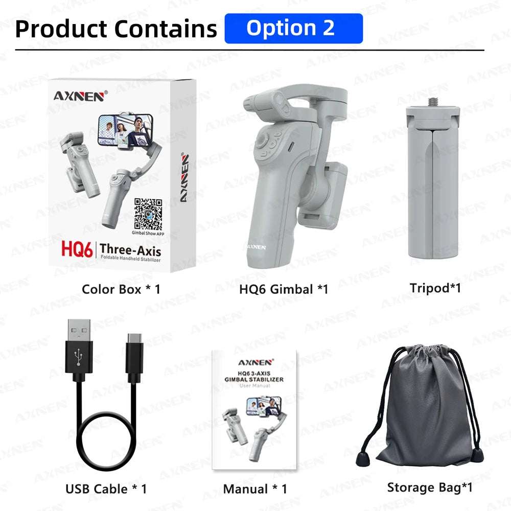 AXNEN HQ6 Smart 3Axis Smartphone Gimbal Vloggers Fill Light