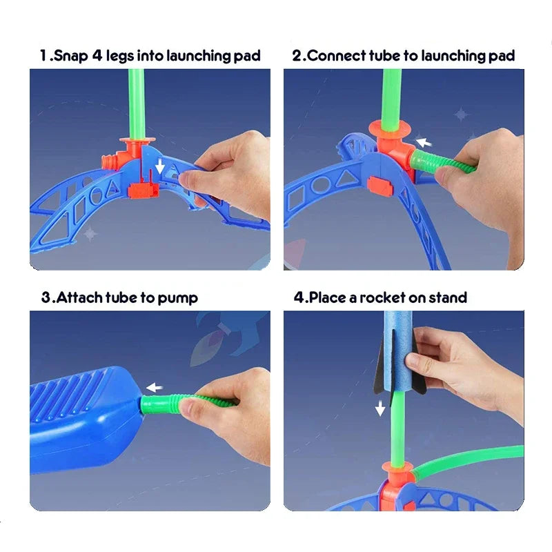 Kids Outdoor Rocket Foot Pump Air Powered Launcher Toy