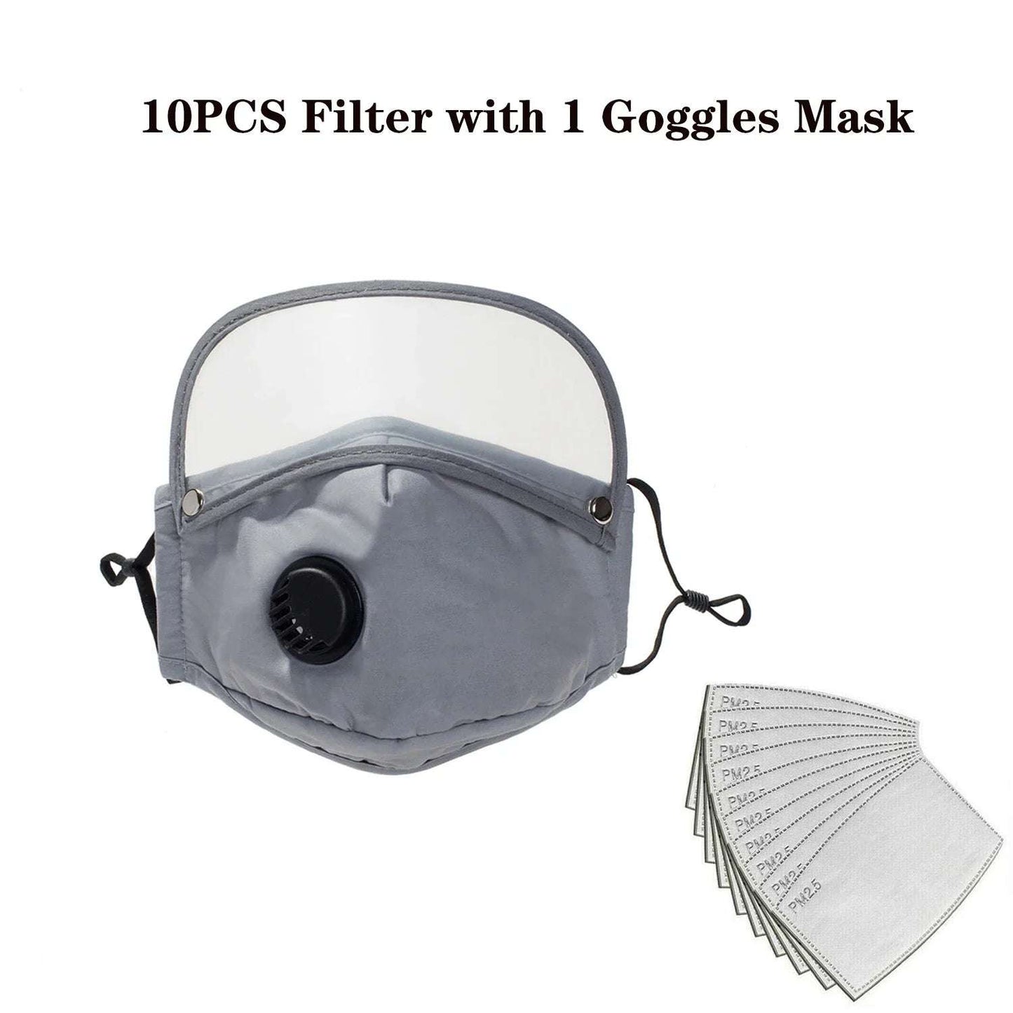 Reusable PM25 Mask with 10 Replaceable Filters for Adults