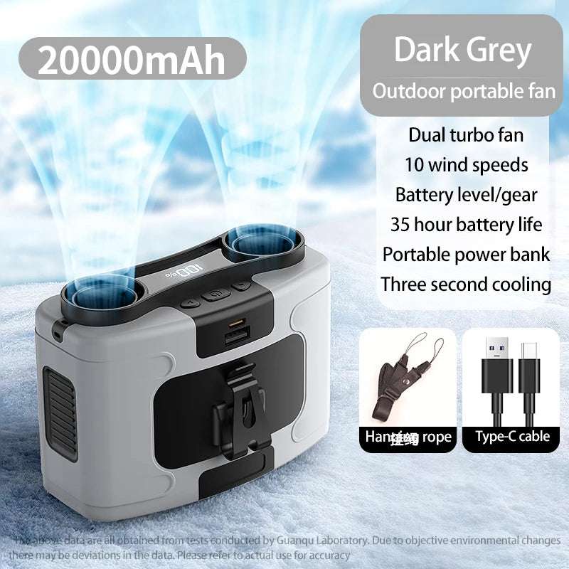Outdoor Neck Fan 20000mAh Power Bank LED Light For Couriers