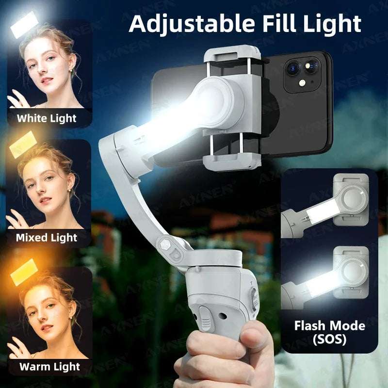 AXNEN HQ6 Smart 3Axis Smartphone Gimbal Vloggers Fill Light