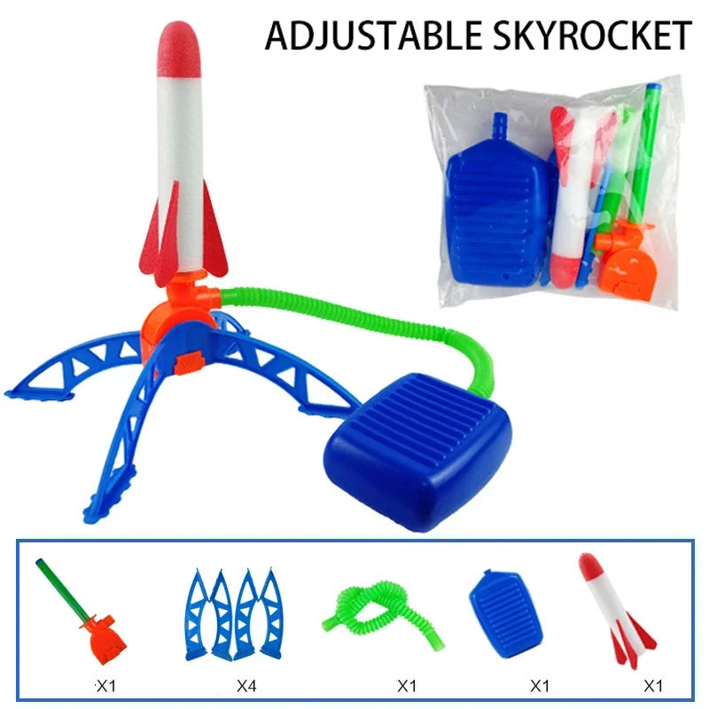 Kids Outdoor Rocket Foot Pump Air Powered Launcher Toy