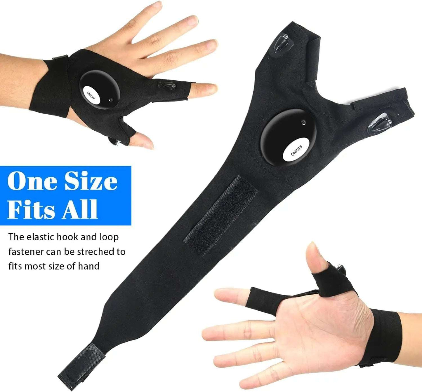 LED Half Finger Gloves Men Women Waterproof Night Fishing