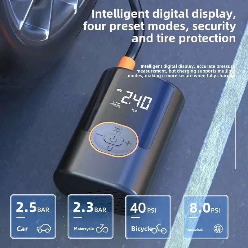 Wireless Car Air Compressor With Digital Display For Bikes