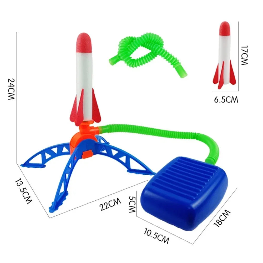 Kids Outdoor Rocket Foot Pump Air Powered Launcher Toy