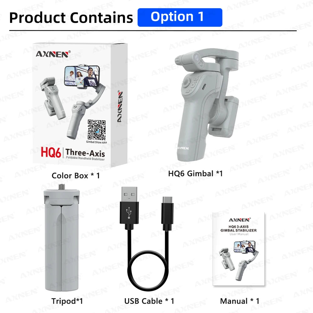 AXNEN HQ6 Smart 3Axis Smartphone Gimbal Vloggers Jaza Mwanga