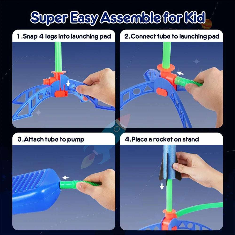 Kids Outdoor Rocket Foot Pump Air Powered Launcher Toy