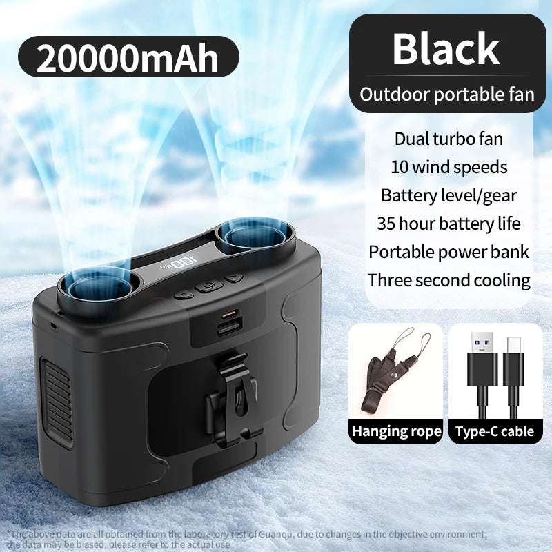 Outdoor Neck Fan 20000mAh Power Bank LED Light For Couriers