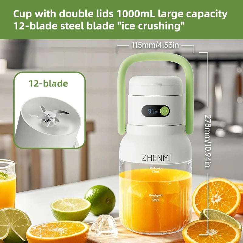 Portable Juicer USB C Rechargeable 33oz Vessel On The Go
