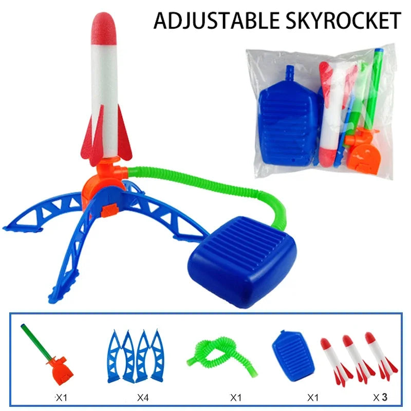 Kids Outdoor Rocket Foot Pump Air Powered Launcher Toy