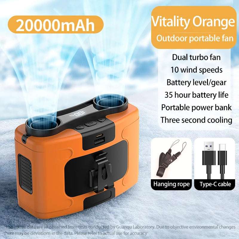 Outdoor Neck Fan 20000mAh Power Bank LED Light For Couriers