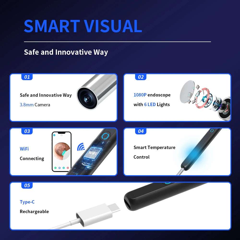 Smart Visual Ear Cleaner Endoscope HD Camera For Home Care