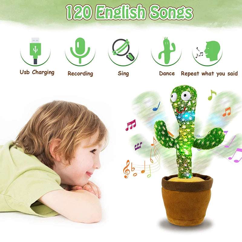 Dancing Cactus Talking Plush Toy 120 Song Speaker Kids Gift