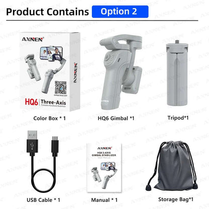 AXNEN HQ6 Smart 3Axis Smartphone Gimbal Vloggers Fill Light