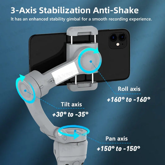 AXNEN HQ6 Smart 3Axis Smartphone Gimbal Vloggers Jaza Mwanga