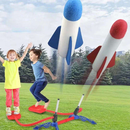 Kids Outdoor Rocket Foot Pump Air Powered Launcher Toy