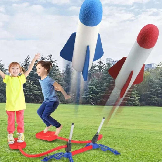 Kids Outdoor Rocket Foot Pump Air Powered Launcher Toy