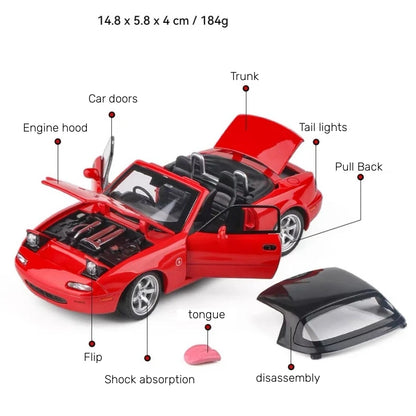 Zawadi ya Mfano wa Gari ya Mazda Miata MX5 Diecast Aloy 132