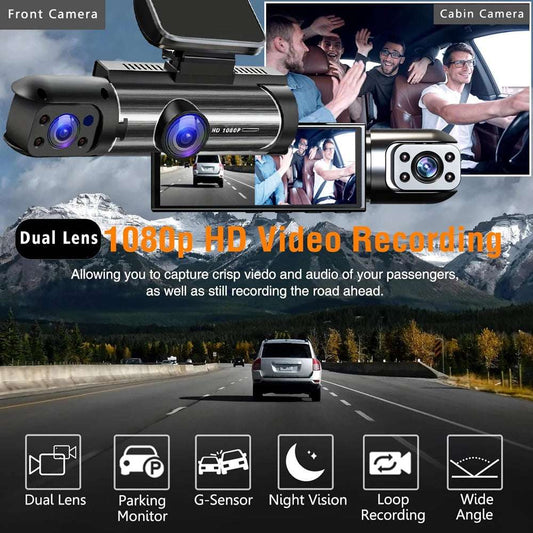 Dual Lens Dash Cam FHD 1080P Car DVR With Built In Screen