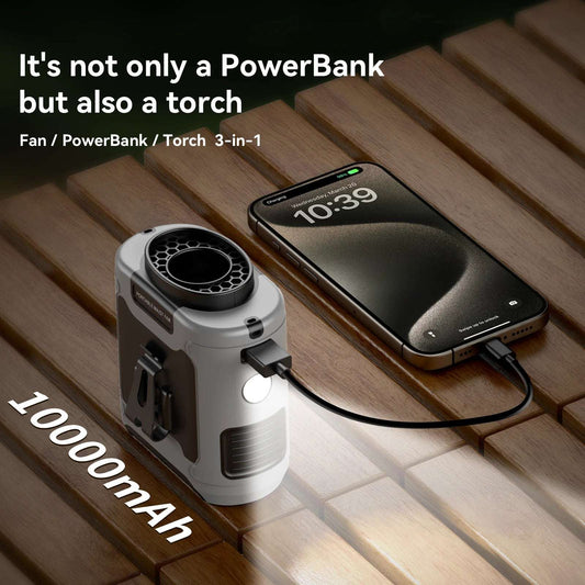 Outdoor Neck Fan 20000mAh Power Bank LED Light For Couriers