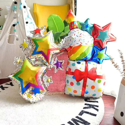 Large Birthday Three Layer Cake Foil Balloons Party Props