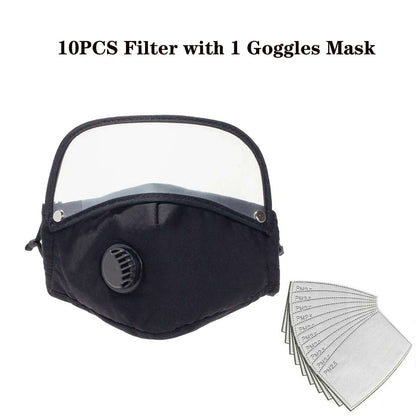Reusable PM25 Mask with 10 Replaceable Filters for Adults